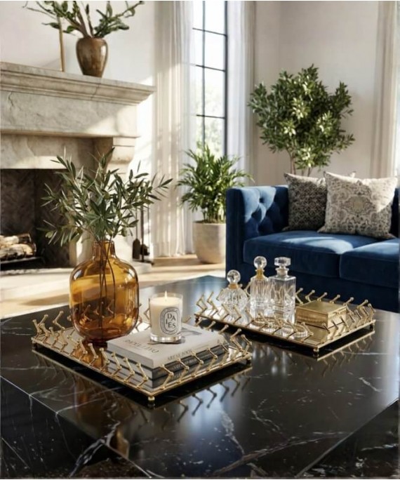 ZEYVE RECTANGULAR TRAY WITH BALL BEARING, SET OF 2, 32x22-37x27cm.